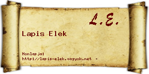 Lapis Elek névjegykártya